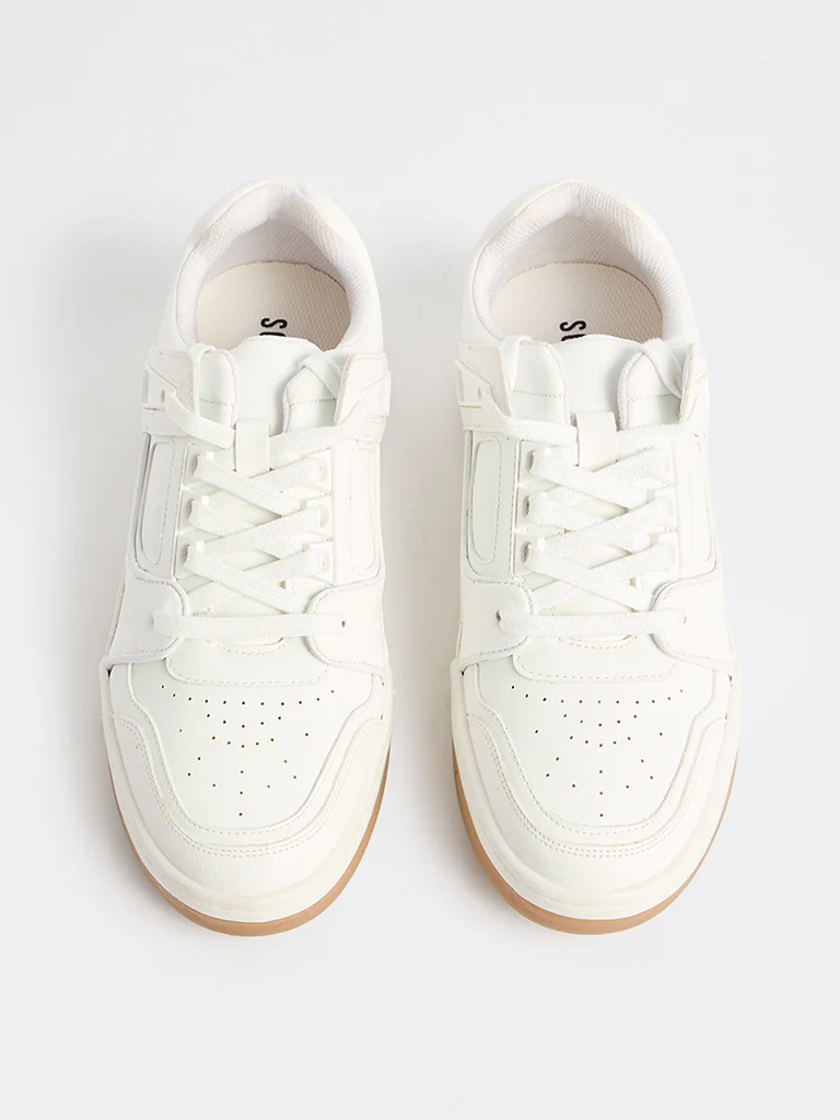SOLEPLAY White Perforated Lace-Up Sneakers - Image 2