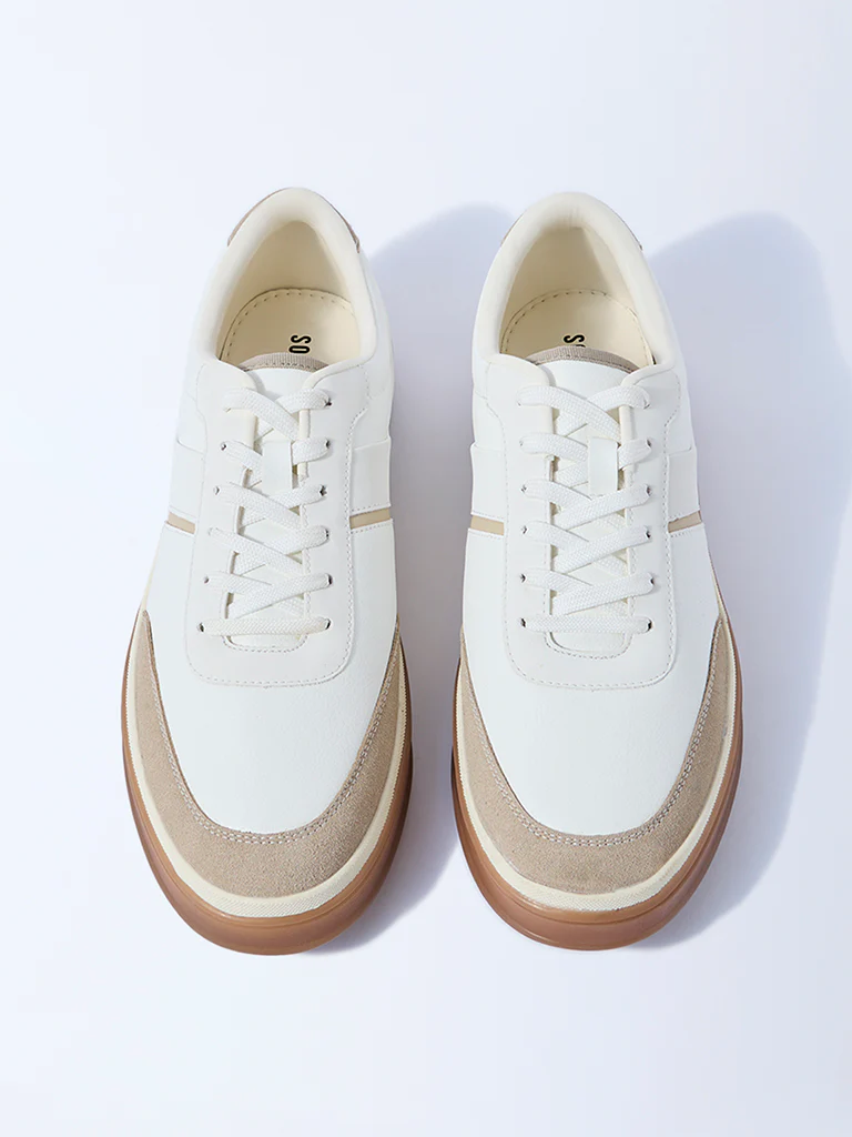 SOLEPLAY White Suede-Detail Lace-Up Sneakers - Image 3