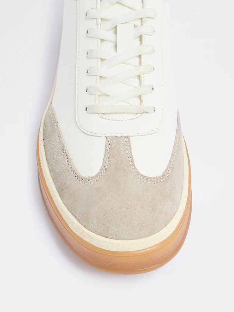 SOLEPLAY White Suede Detailed Lace-Up Sneakers - Image 4
