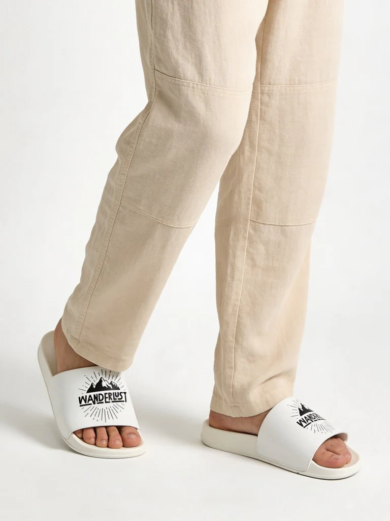 SOLEPLAY White Text-Printed Pool Slides