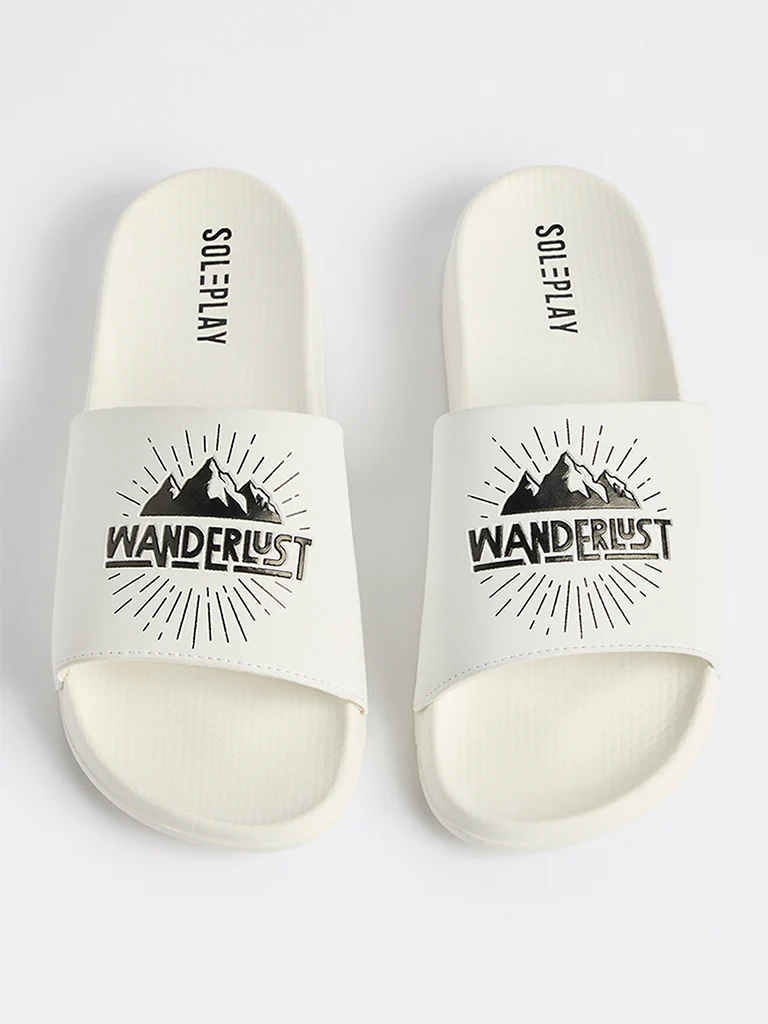 SOLEPLAY White Text-Printed Pool Slides - Image 3