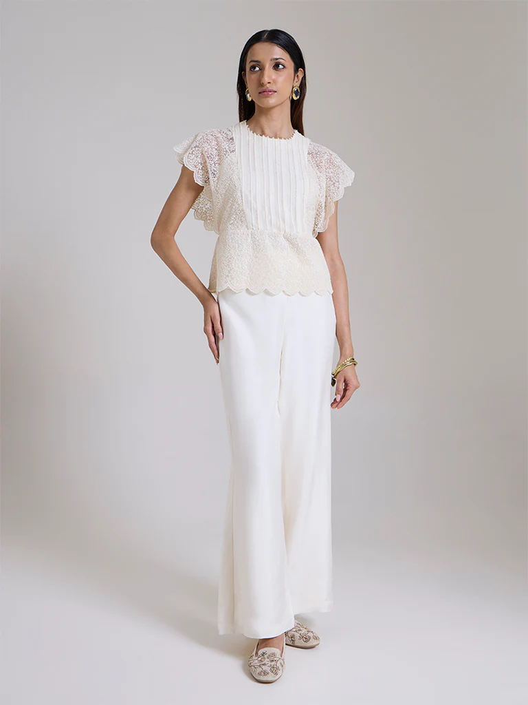 Solid Straight-Leg Pants - White - Image 2