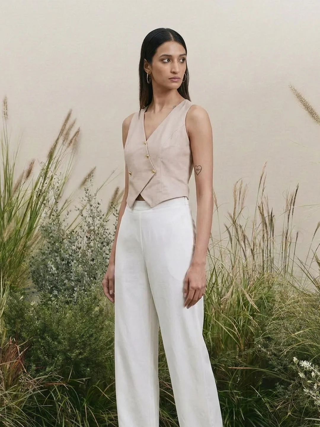 Solid Waistcoat – Beige - Image 5