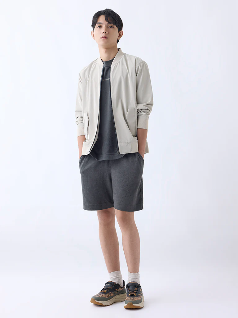 Studiofit Beige Solid Relaxed-Fit Jacket - Image 3
