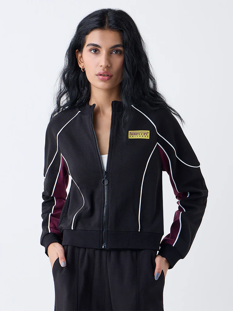 Studiofit Black Colour-Blocked Jacket
