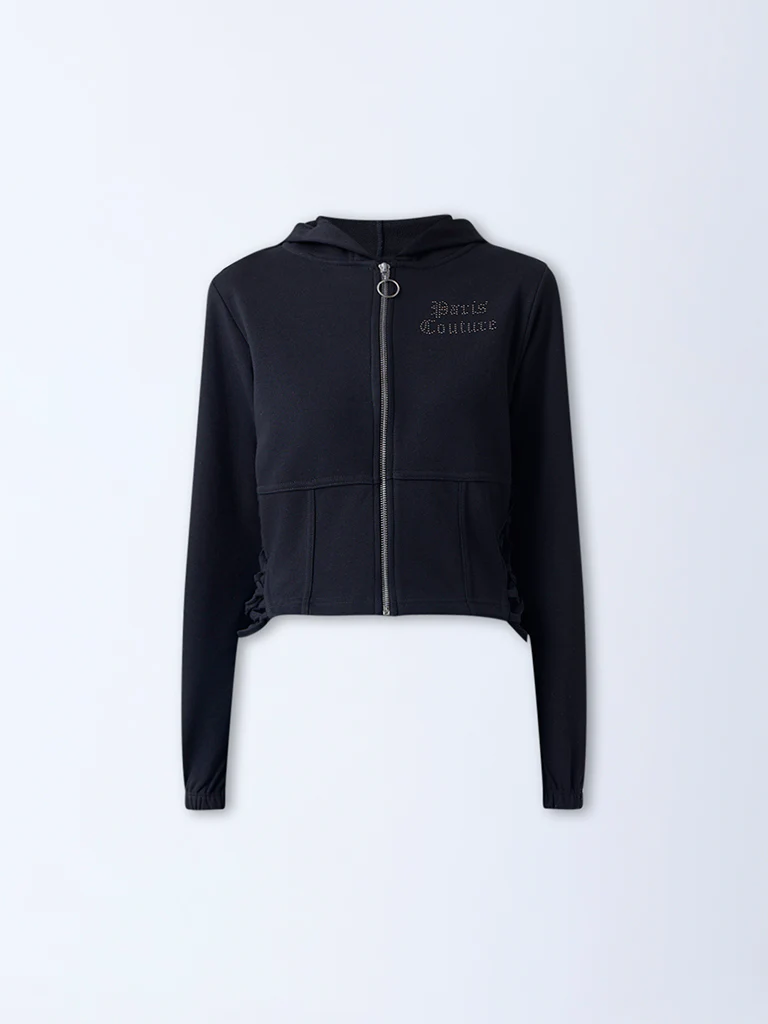 Studiofit Black Embellished Cotton-Blend Jacket - Image 5