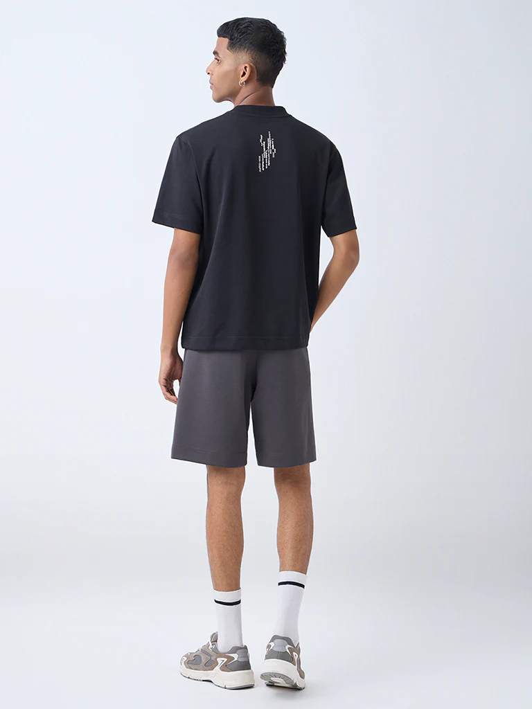 Studiofit Black Relaxed-Fit Cotton-Blend T-Shirt - Image 4