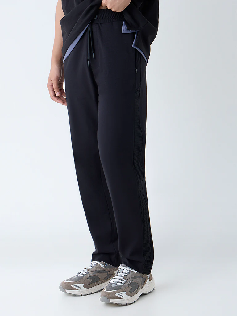 Studiofit Black Relaxed-Fit Mid-Rise Track Pants - Image 2