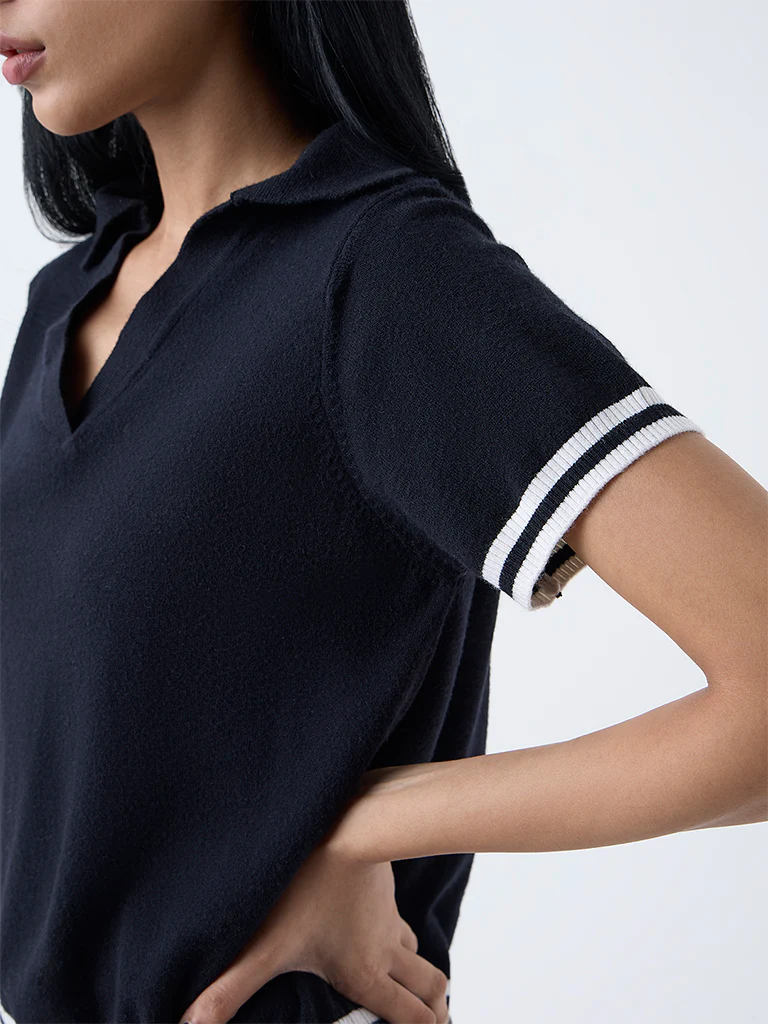Studiofit Black Ribbed T-Shirt - Image 3
