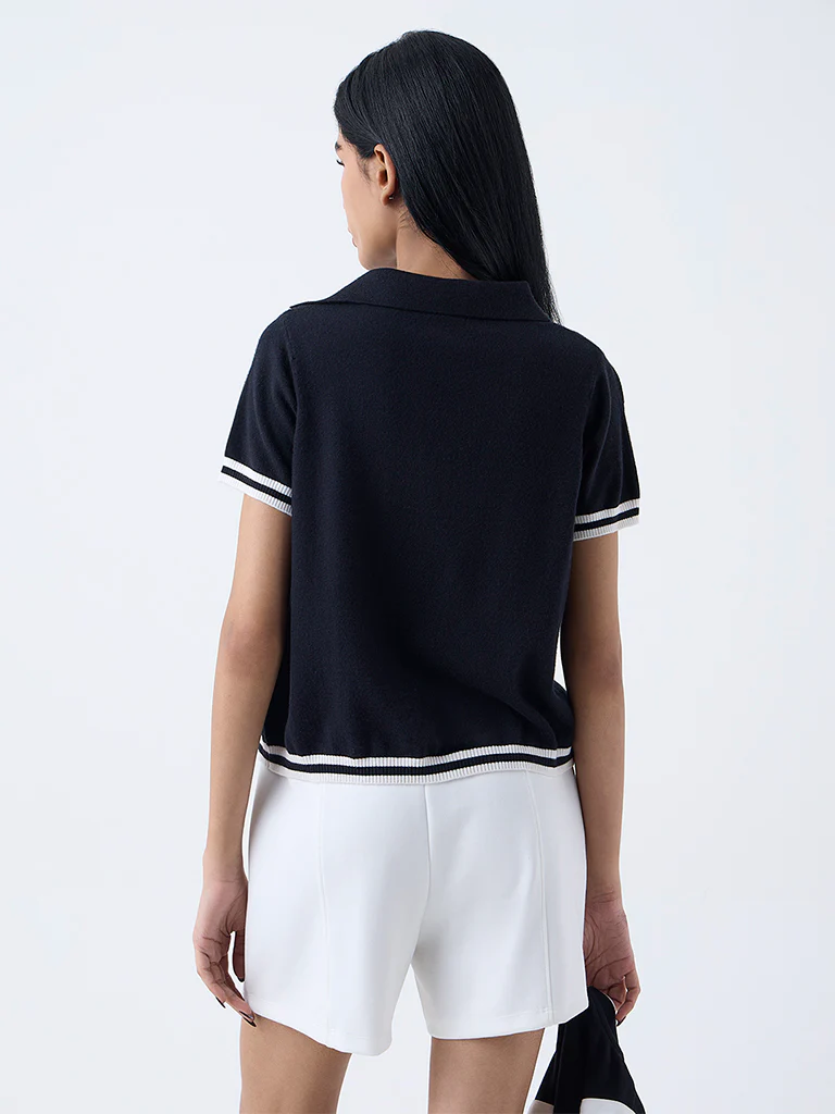 Studiofit Black Ribbed T-Shirt - Image 4