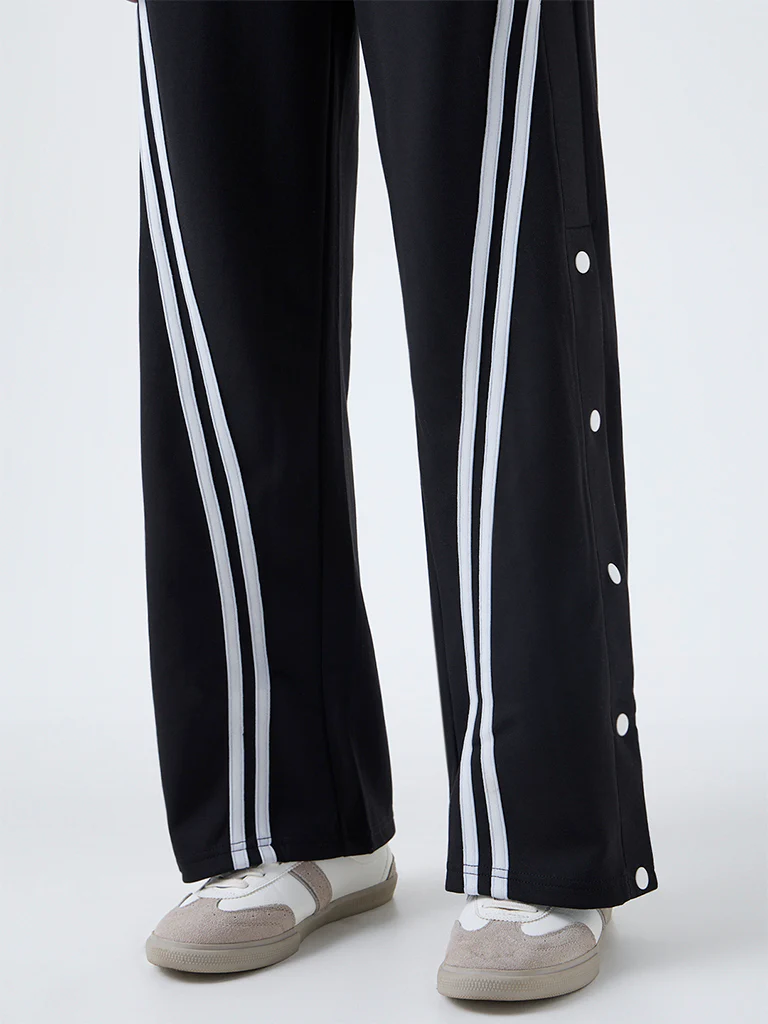 Studiofit Black Striped High-Rise Pants - Image 3