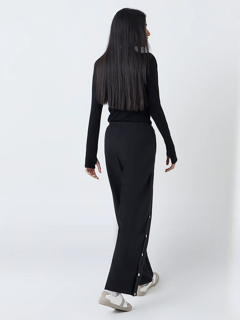 Studiofit Black Striped High-Rise Pants - Image 4