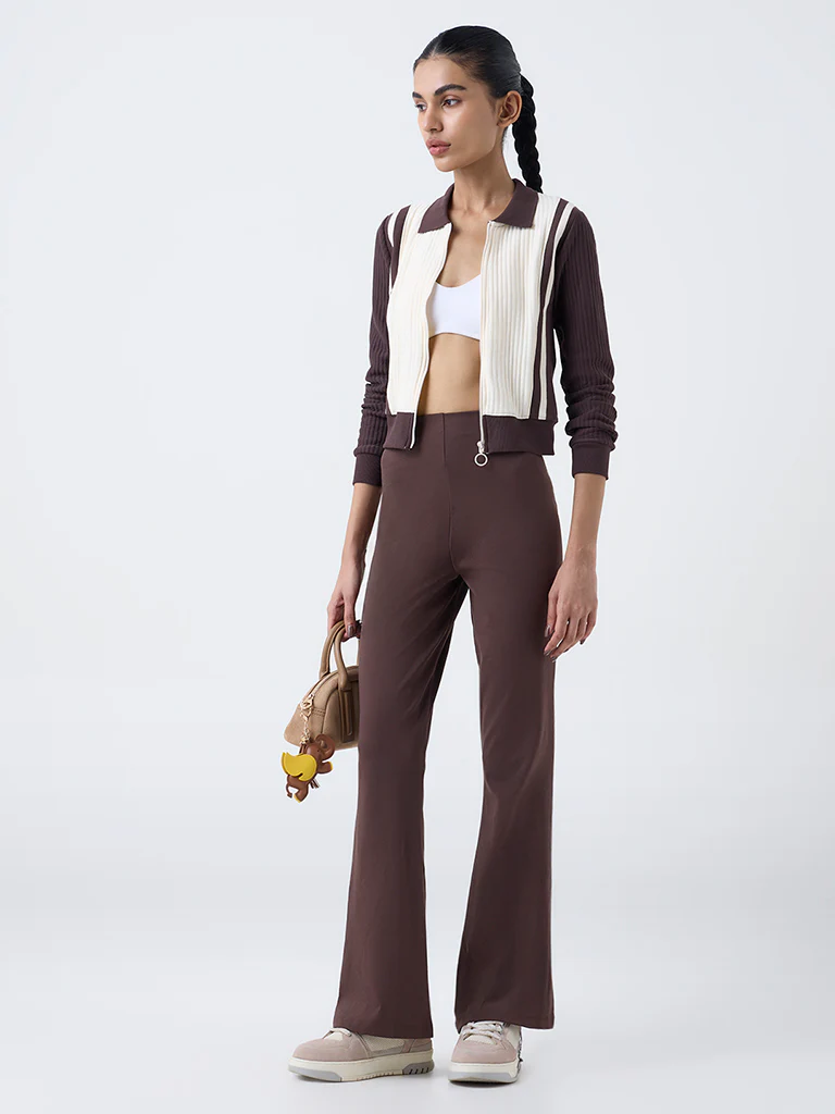 Studiofit Cream Colour-Blocked Cotton-Blend Jacket - Image 2