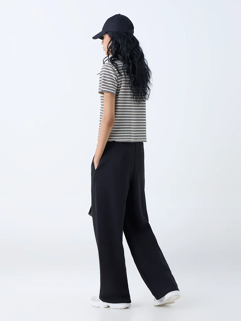 Studiofit Cream Striped Cotton-Blend T-Shirt - Image 4