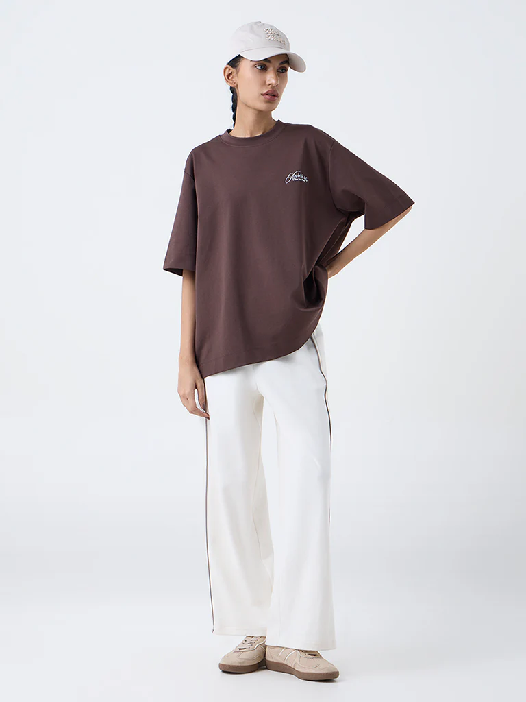Studiofit Dark Brown Nature-Inspired Cotton T-Shirt - Image 2