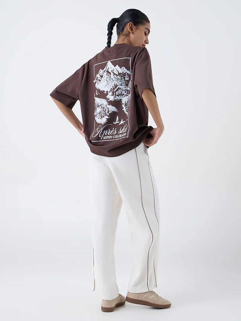 Studiofit Dark Brown Nature-Inspired Cotton T-Shirt - Image 4