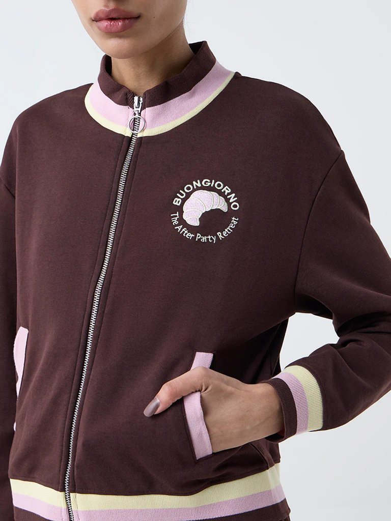 Studiofit Dark Brown Striped Jacket - Image 3