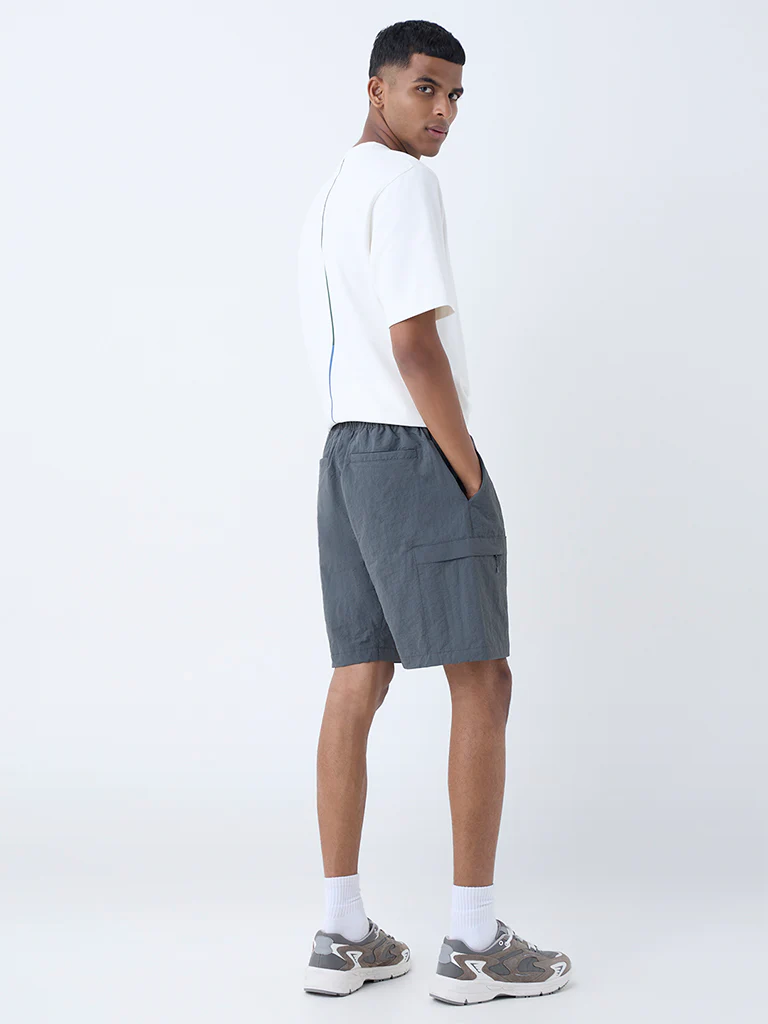 Studiofit Dark Grey Relaxed-Fit Mid-Rise Shorts - Image 5