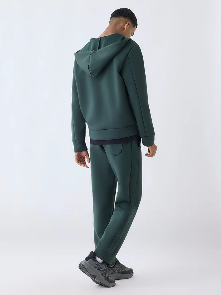 Studiofit Green Solid Relaxed-Fit Mid-Rise Track Pants - Image 5