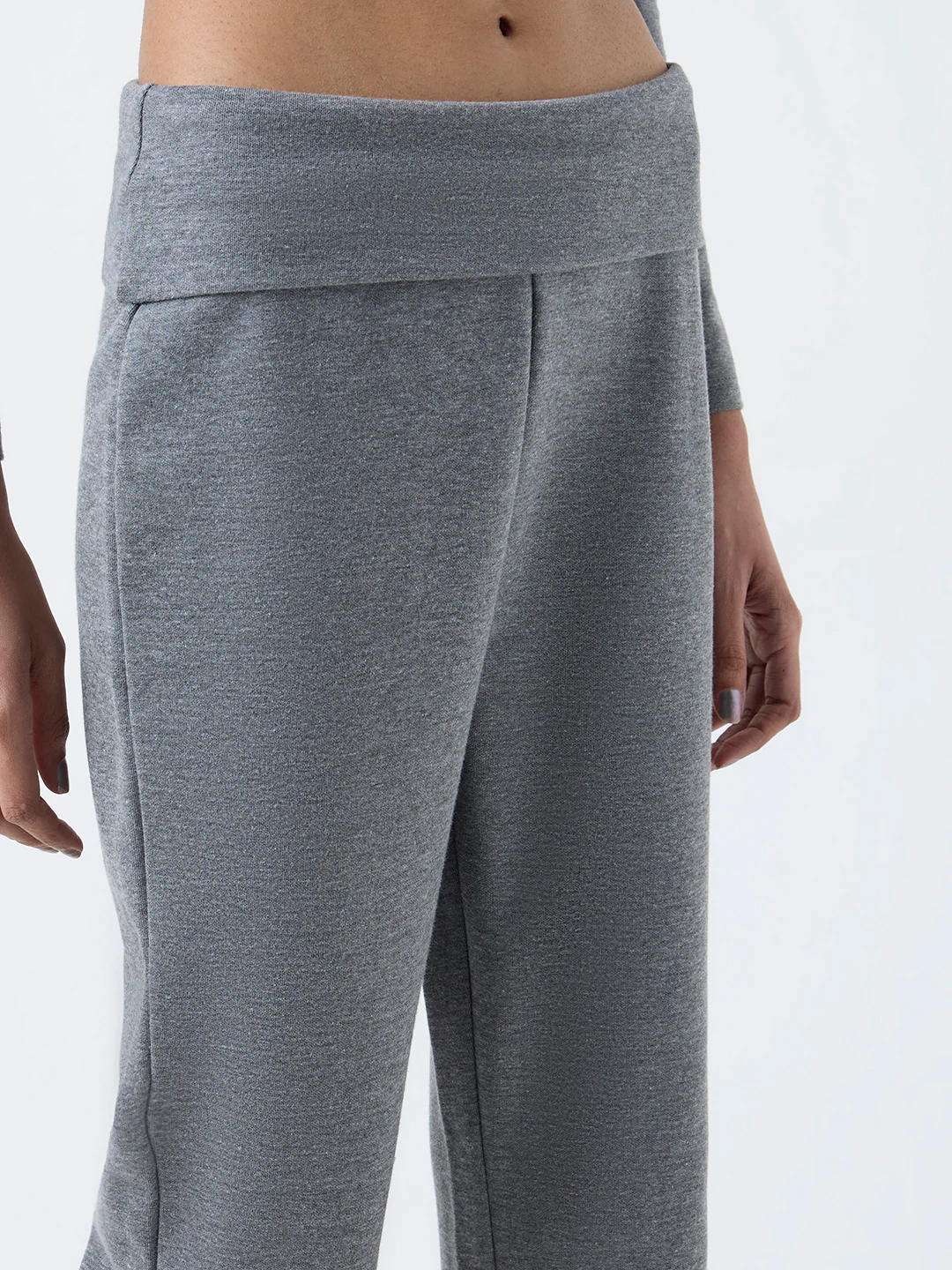 Studiofit Grey High-Rise Cotton-Blend Bootcut Pants - Image 3