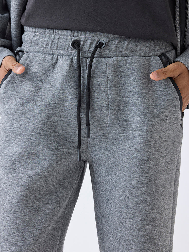 Studiofit Grey Relaxed-Fit Mid-Rise Track Pants - Image 4