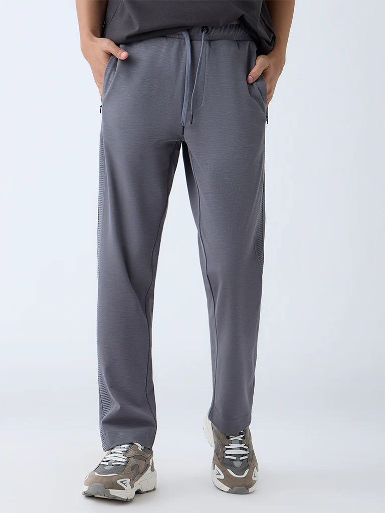 Studiofit Grey Relaxed-Fit Mid-Rise Track Pants - Image 2