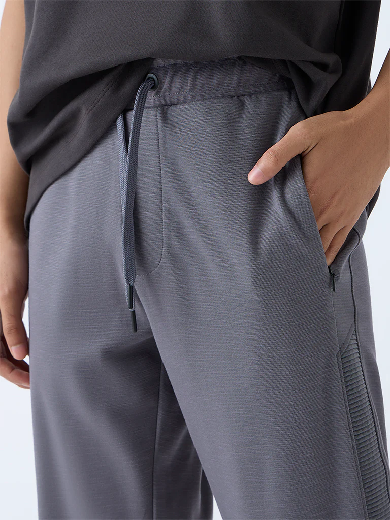 Studiofit Grey Relaxed-Fit Mid-Rise Track Pants - Image 3