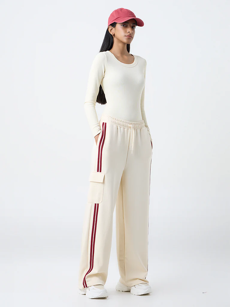 Studiofit Light Yellow Ribbed-Textured Bodysuit - Image 2
