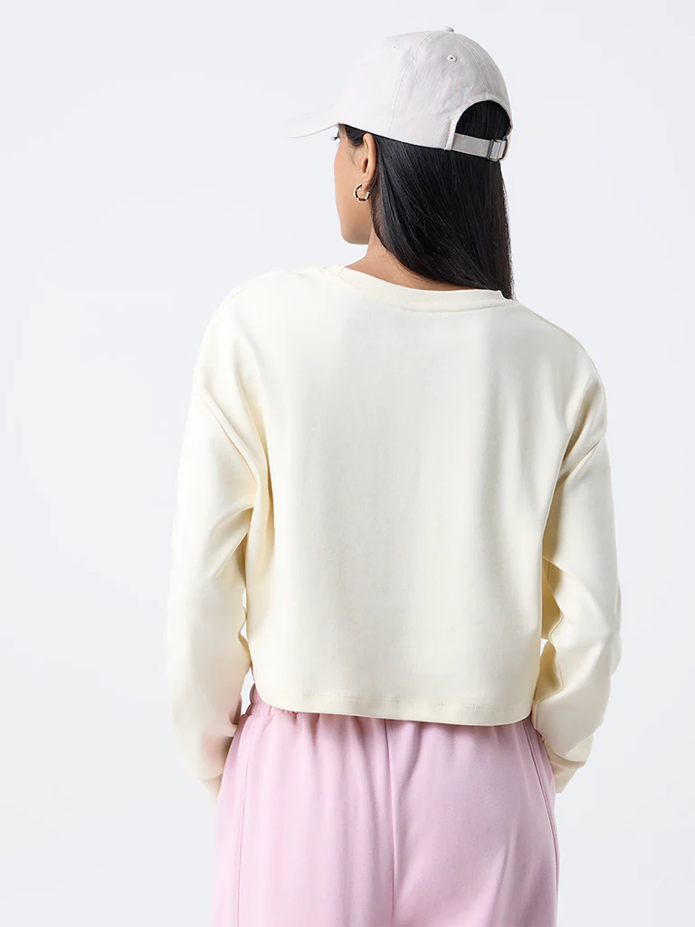 Studiofit Light Yellow Text Detailed Cotton T-Shirt - Image 4