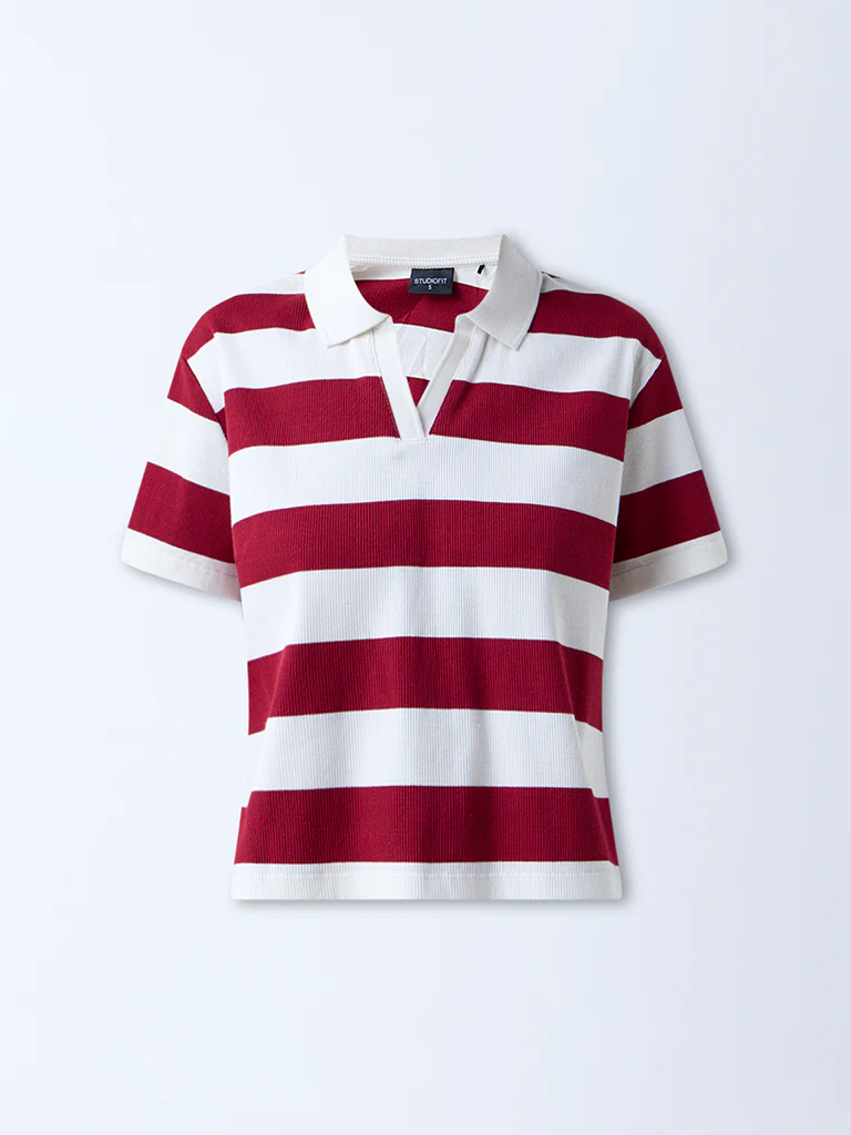 Studiofit Multicolour Striped Cotton-Blend T-Shirt - Image 5