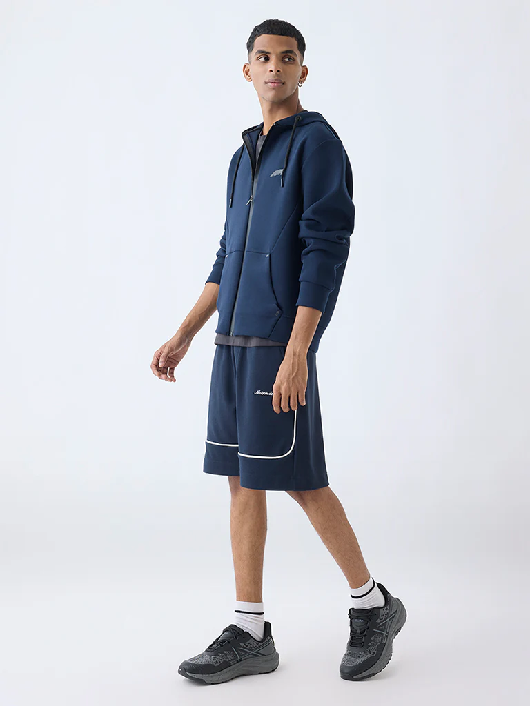 Studiofit Navy Relaxed-Fit Hooded Jacket - Image 3