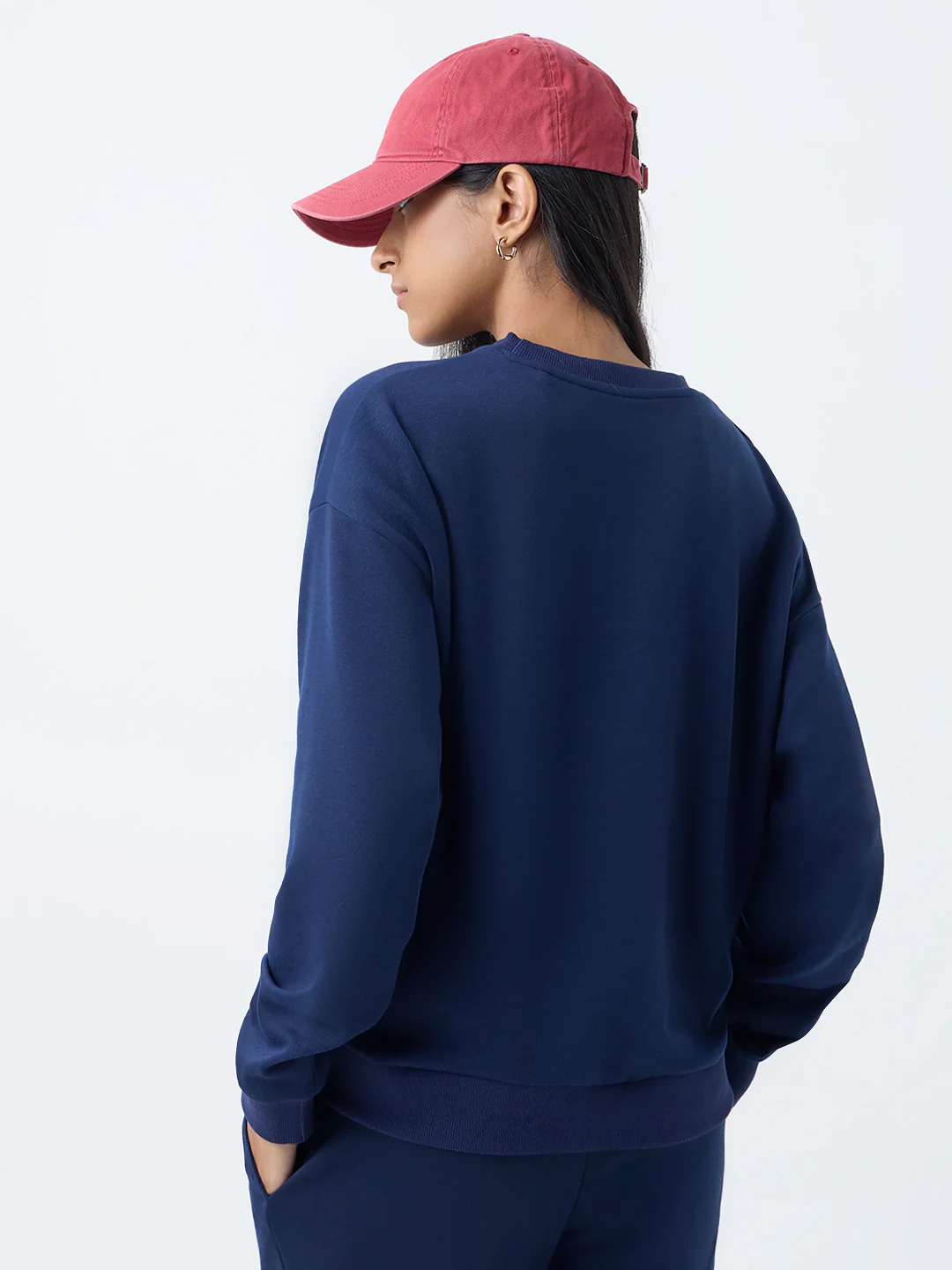 Studiofit Navy Solid Sweatshirt - Image 4