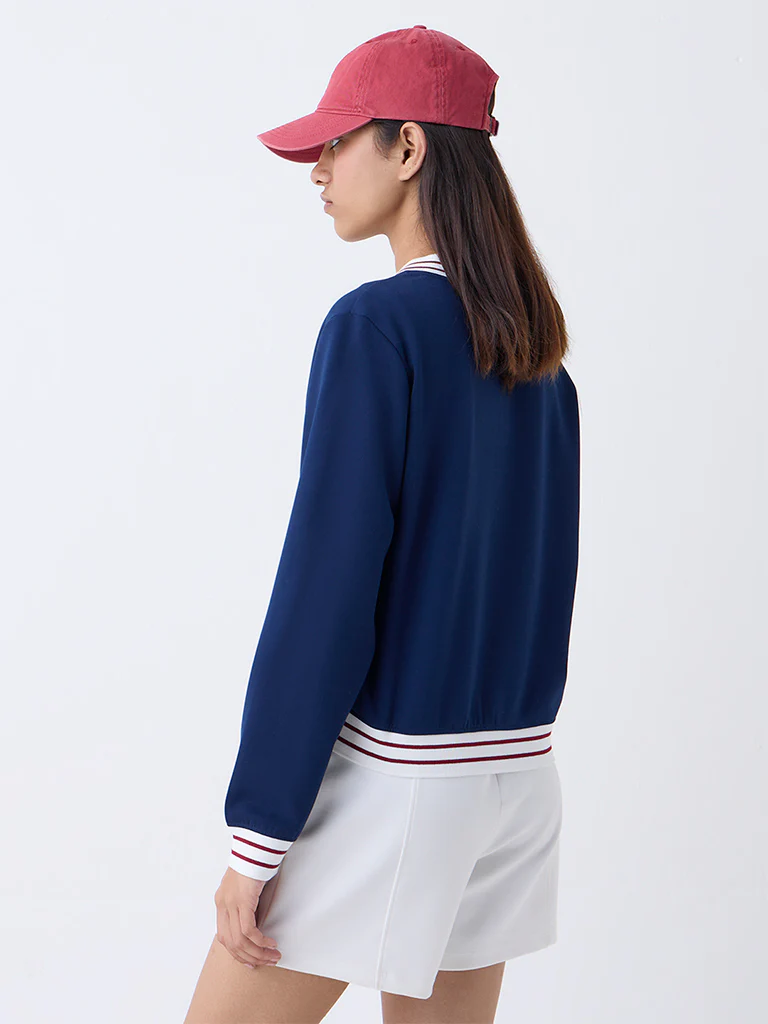 Studiofit Navy Striped Jacket - Image 4