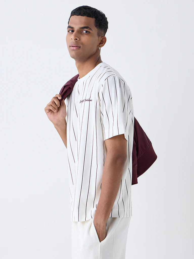 Studiofit Off-White Relaxed-Fit Cotton-Blend T-Shirt - Image 2
