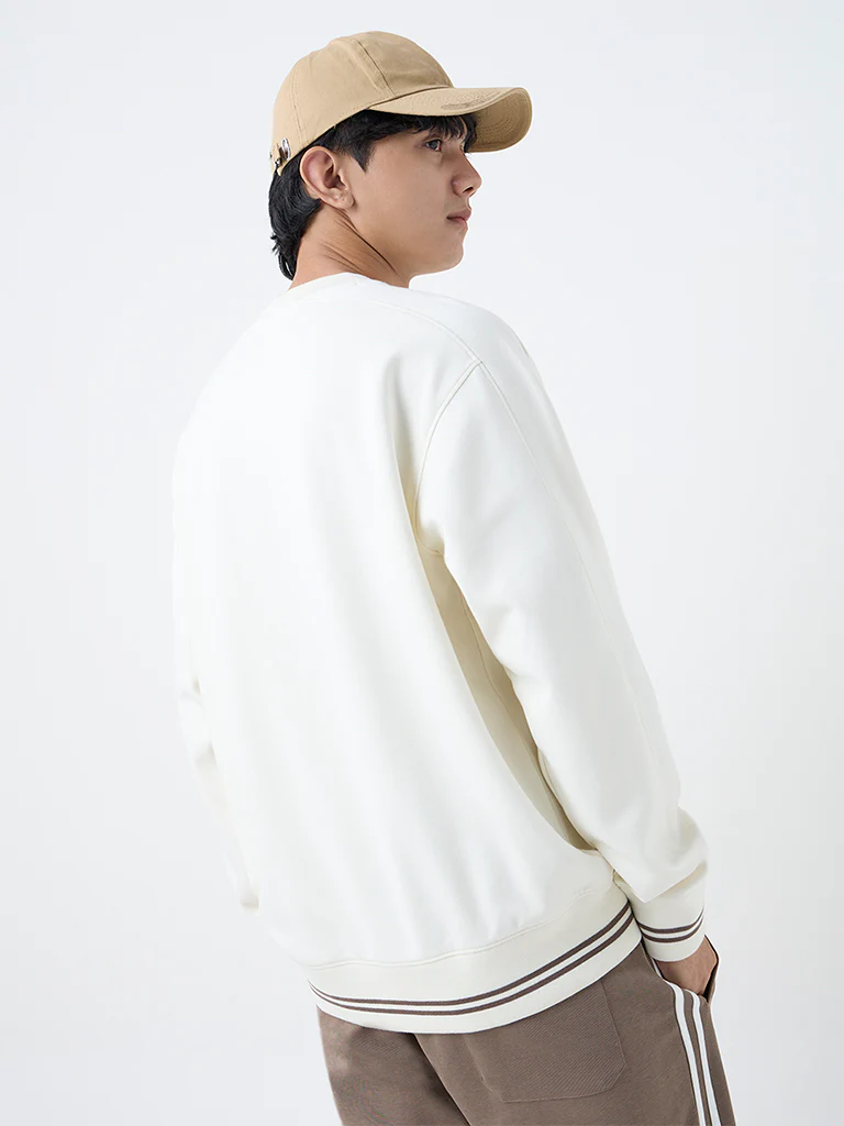 Studiofit Off-White Typographic Relaxed-Fit Sweatshirt - Image 5