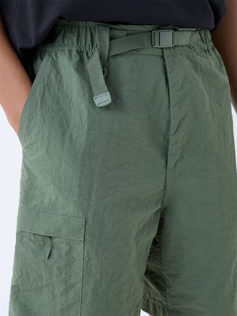 Studiofit Olive Relaxed-Fit Mid-Rise Shorts - Image 4