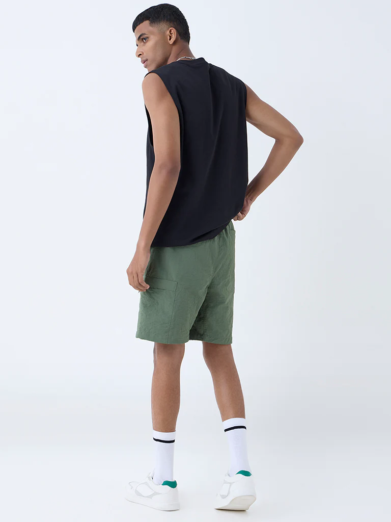 Studiofit Olive Relaxed-Fit Mid-Rise Shorts - Image 5