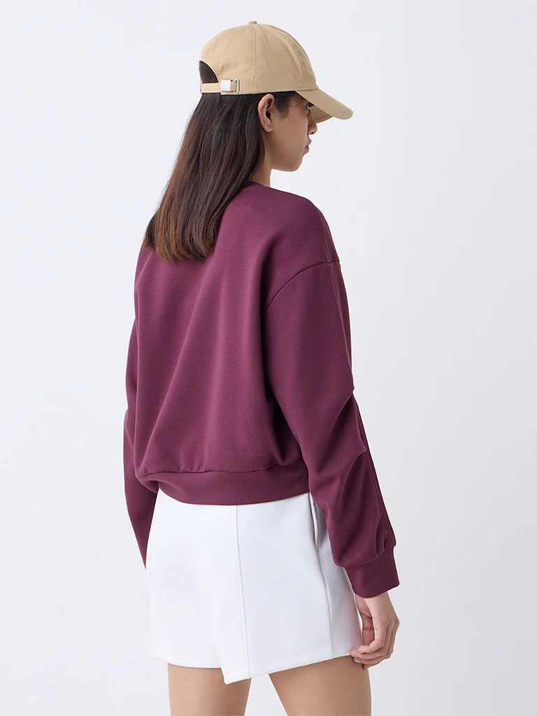 Studiofit Plum Printed Sweatshirt - Image 4