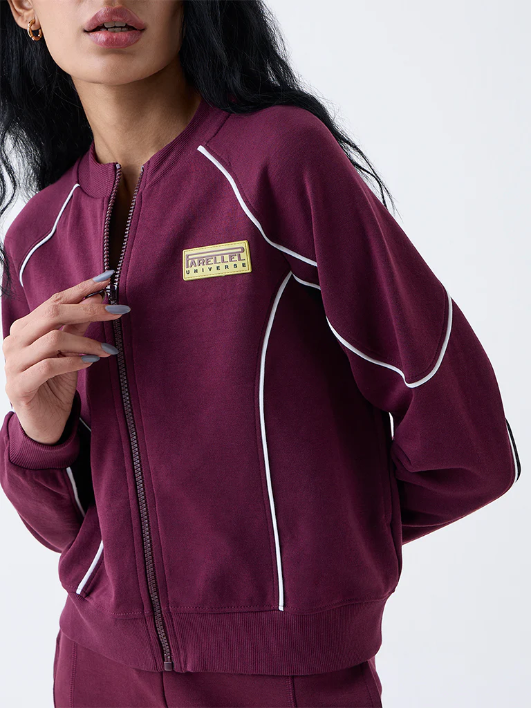 Studiofit Plum Solid Jacket - Image 3