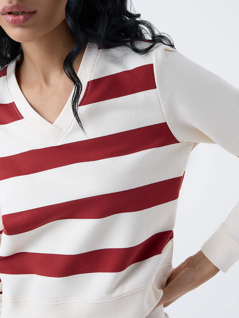 Studiofit Rust Striped Cotton-Blend T-Shirt - Image 3