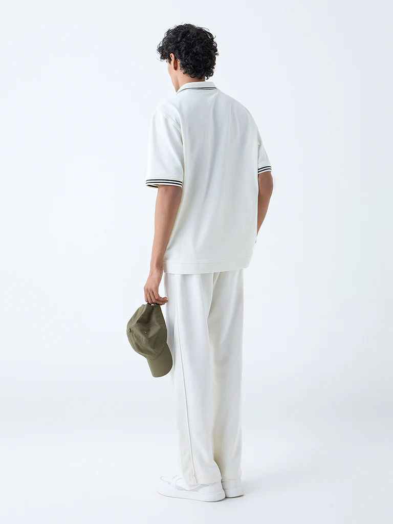 Studiofit White Relaxed-Fit Cotton-Blend Polo T-Shirt - Image 5