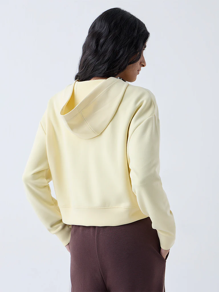 Studiofit Yellow Text Detailed Hooded Jacket - Image 4
