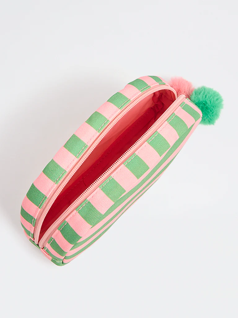 Studiowest Green Striped Pom-Pom Detailed Pouch - Image 3