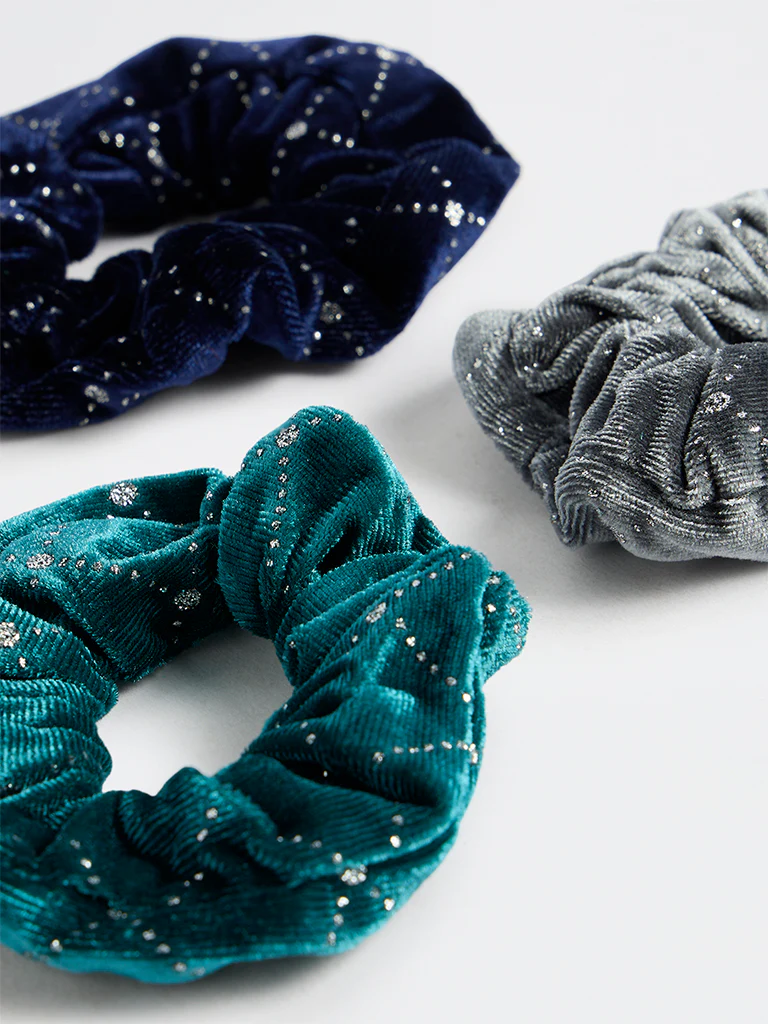 Studiowest Multi Color Rhinestone Scrunchies - Pack of 3 - Image 3