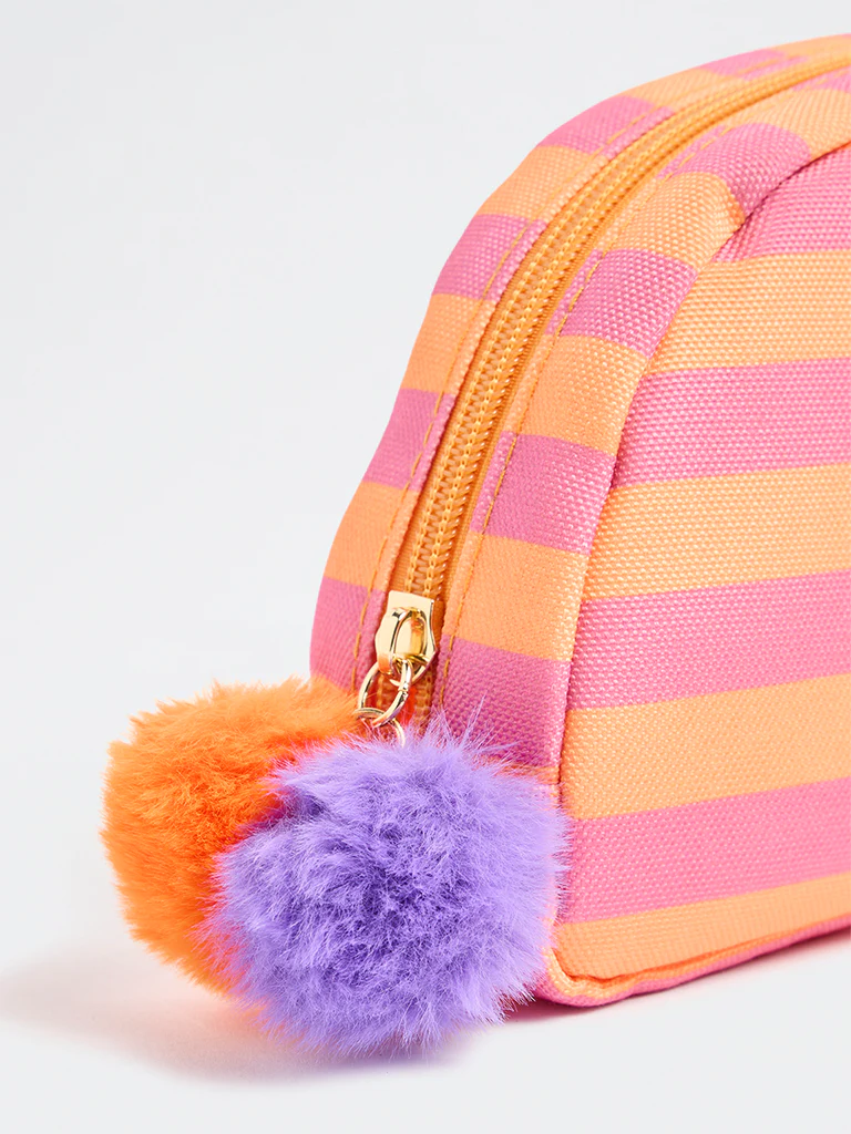 Studiowest Orange Striped Pom-Pom Detailed Pouch - Image 4