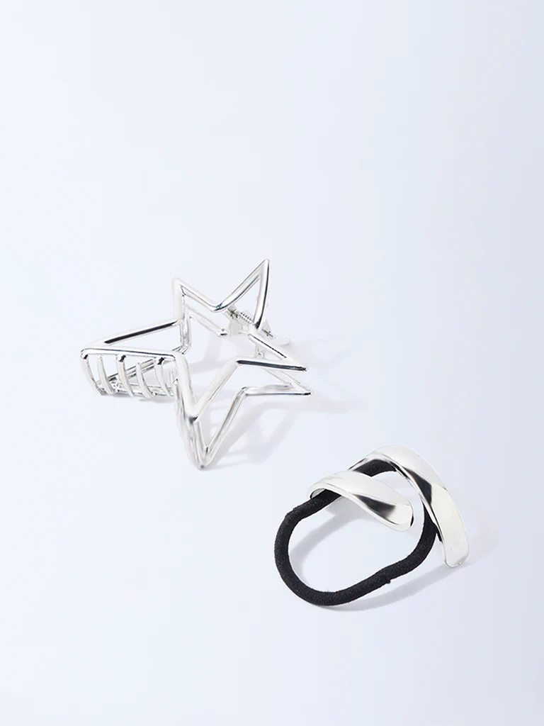 Studiowest Silver Hair Tie and Star Clips - Pack of 2 - Image 2