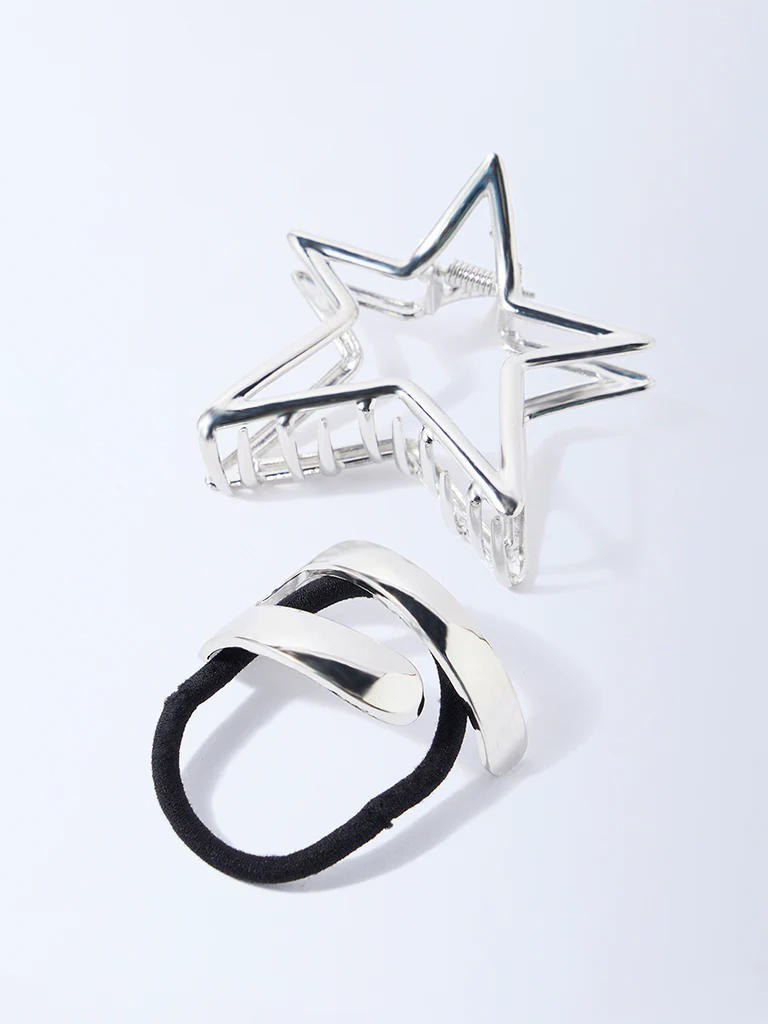 Studiowest Silver Hair Tie and Star Clips - Pack of 2 - Image 3