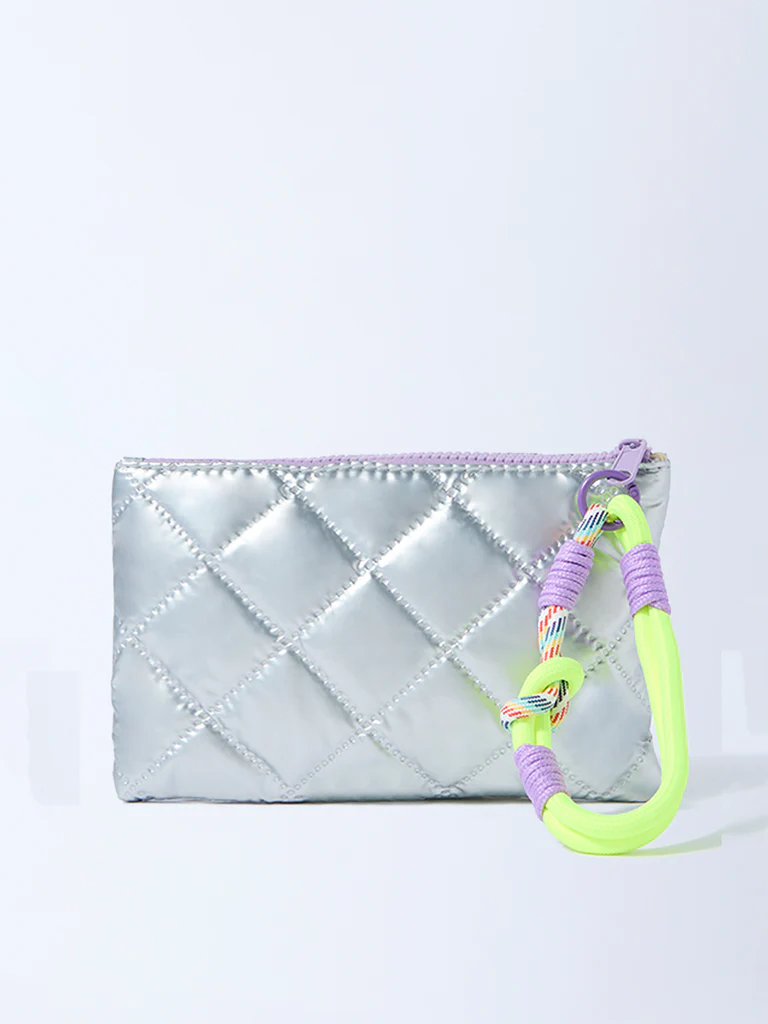 Studiowest Silver Quilted Pouch with Bag Charm