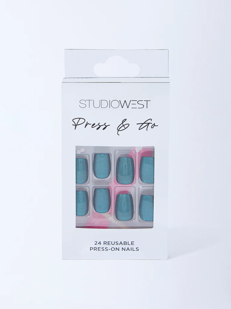 Studiowest Teal Cat-Eye Press-On Nail Set - Image 3