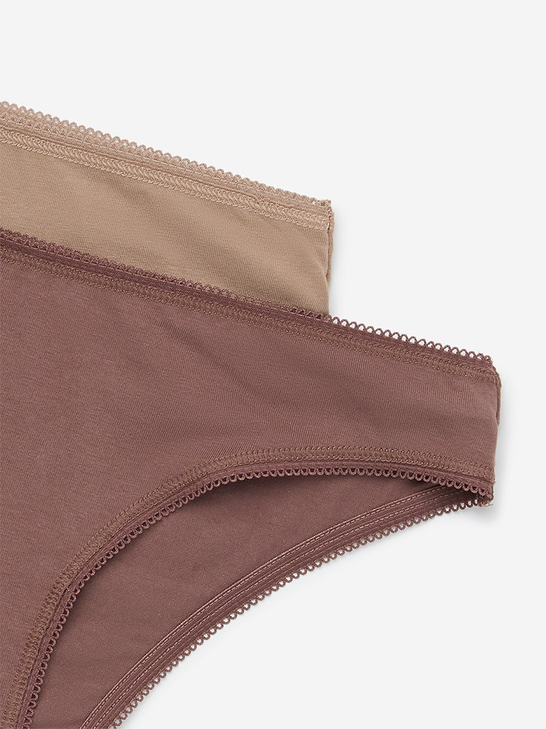 Superstar Beige Cotton-Blend Brazilian Briefs - Pack of 2 - Image 3